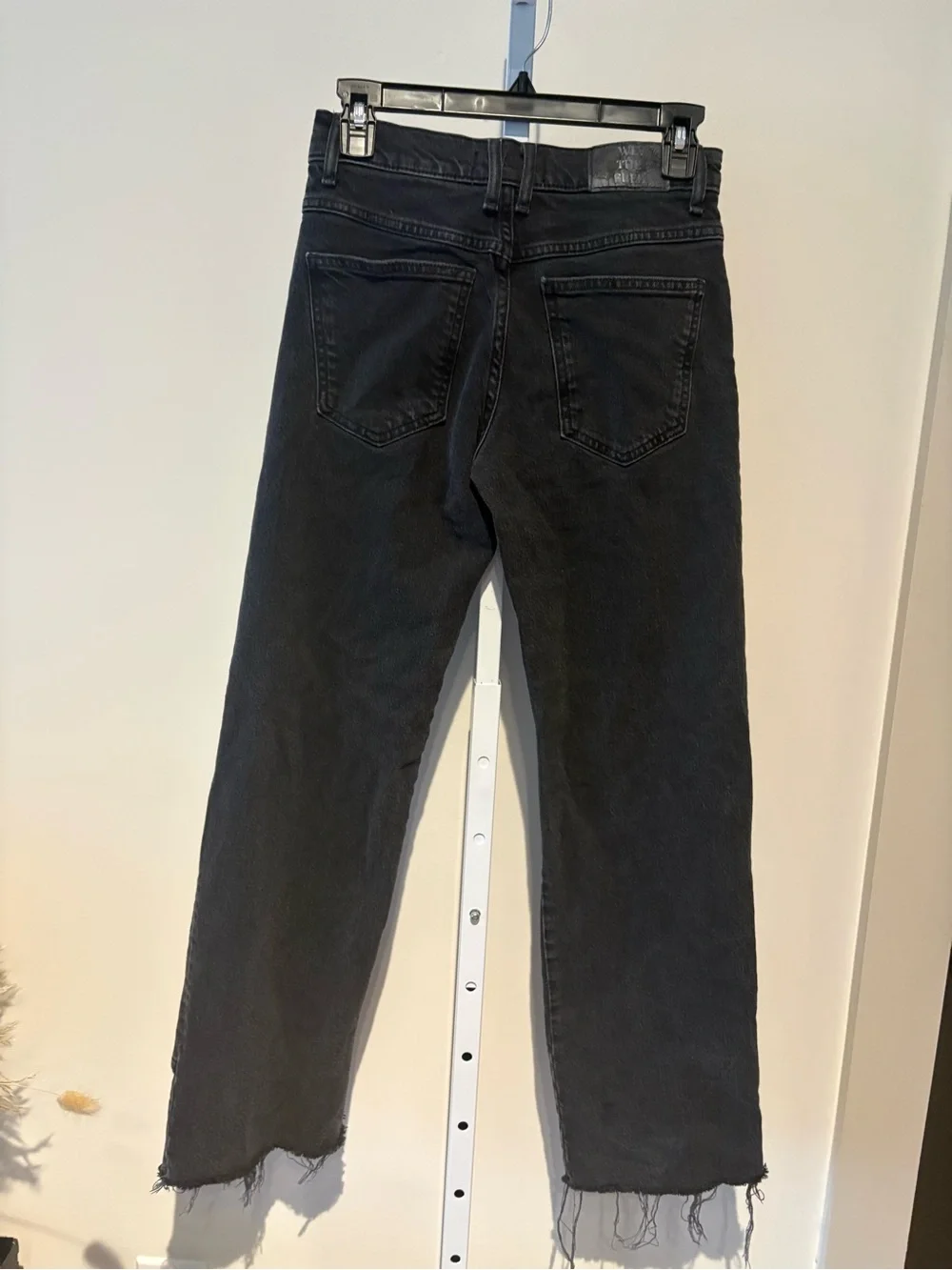 We The Free Black Straight-Leg Jeans with Raw Hem